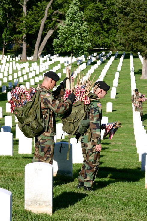 They had a lot of flags to deploy. Arlington National Cemetery, 5/26/05