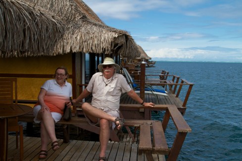 The Admiral & Captain on our deck, The Hawaiki Nui Hotel, Raiatea, 9/28/14