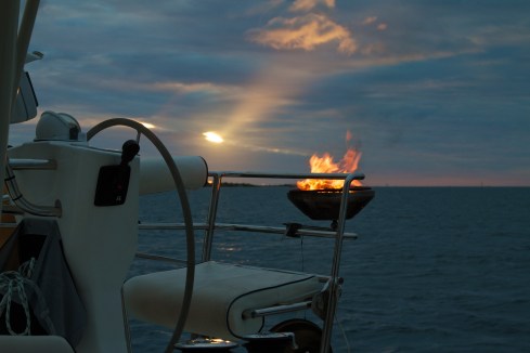 Preparing to cook the fish, Off Raiatea, 10/10/14